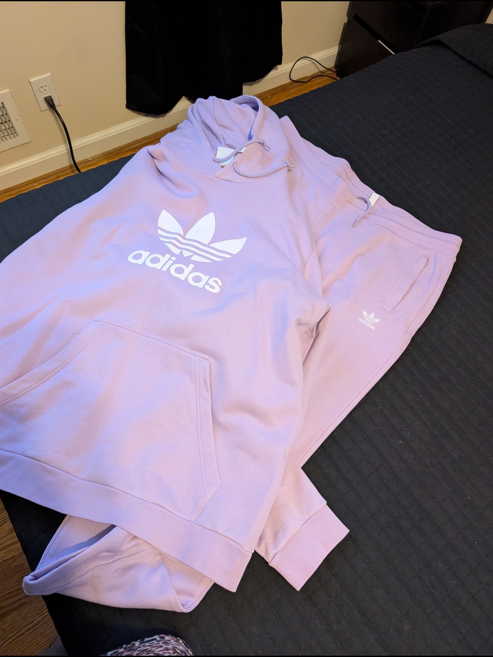 Adidas Trefoil Hoodie & Joggers Set in Lavender